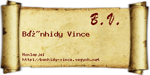 Bánhidy Vince névjegykártya