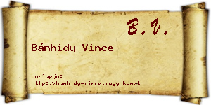Bánhidy Vince névjegykártya